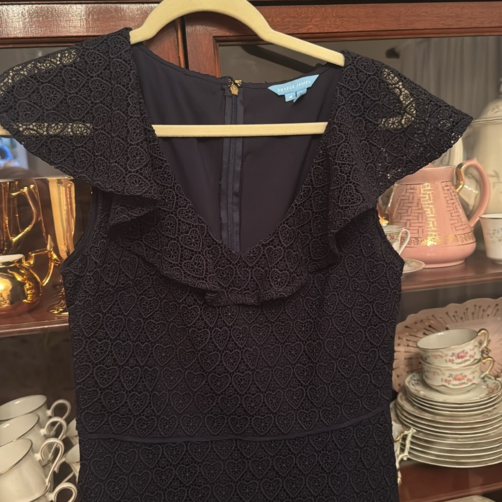 Draper James Navy Heart Fit and Flare Dress